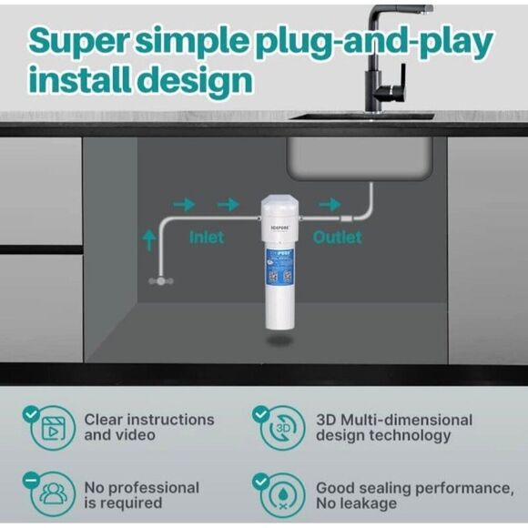 ICEPURE Under Sink Drinking Water Filter System 22K Ultrahigh capacity Removes 9 - Picture 6 of 9